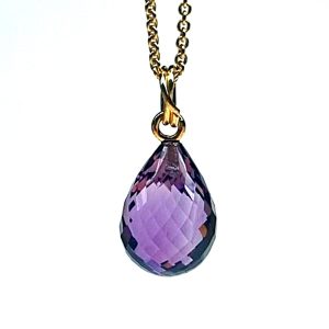 Ketting Barcelona - ankerketting 18kt geelgoud met amethist druppel