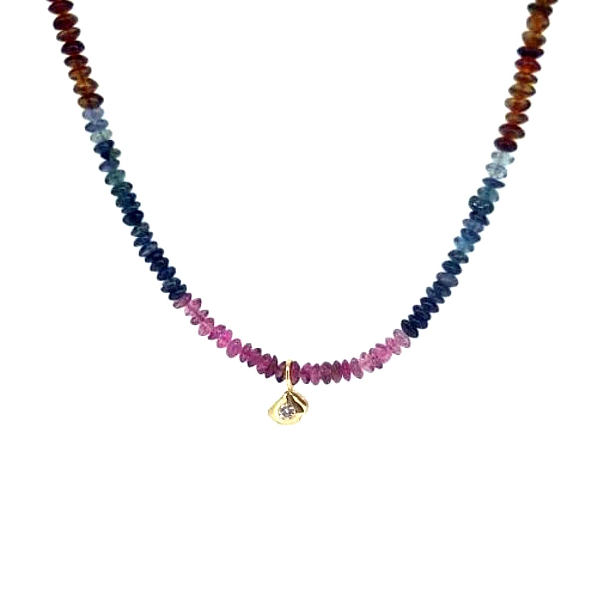 Pura ketting Ketting Pura met Toermalijn en gouden druppel hanger